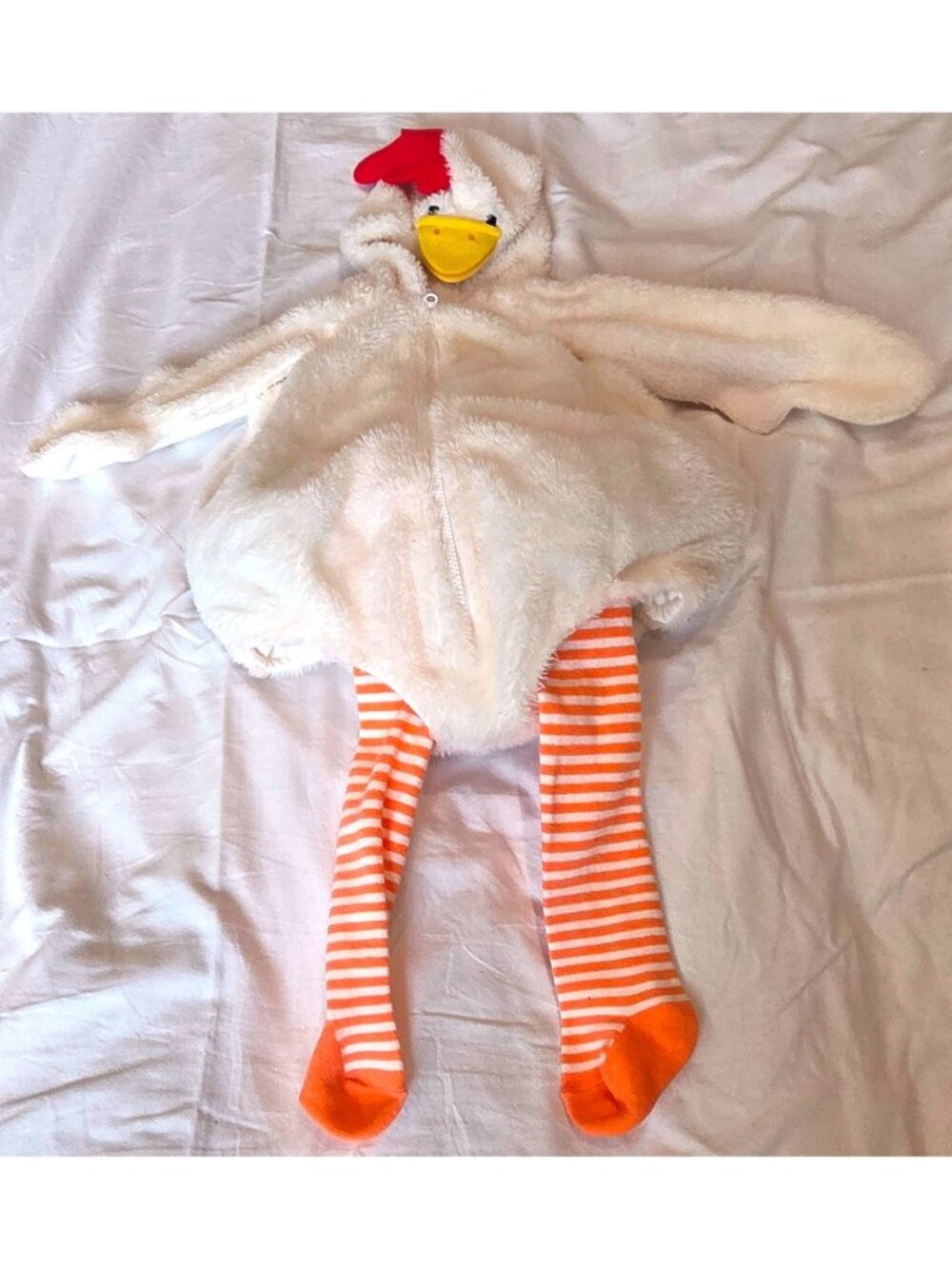 Carters BABY CHICK Halloween Costume chicken suit & striped tights Infant 3-6 mo